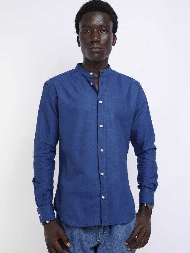Men’s Collarless Shirt - Navy